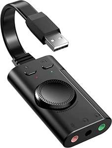 TECKNET Mini USB Sound Card, Virtual Surround Sound, External USB Stereo Soundcard With Volume Control £5.99 With Voucher @ Tecknet / Amazon
