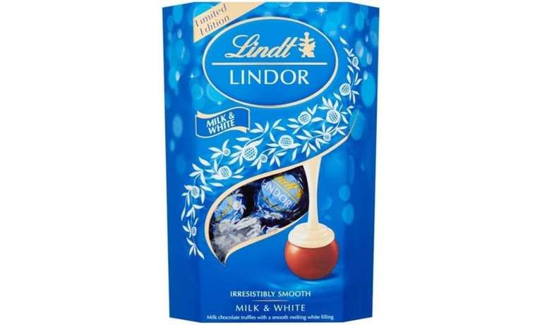 Lindt Lindor Milk and White Chocolate Truffles Box - Approx 16 balls, 200 g