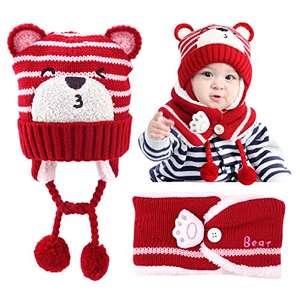GLAITC 46-50cm Hat with Scarf Warm & Soft Beanie Hats for 6 - 24 months £4.99 Sold by SUMMER TRADING CO., LTD and Fulfilled by Amazon