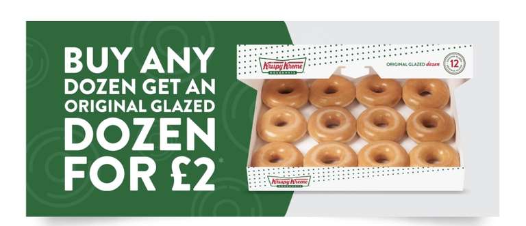 Buy Any Dozen & Get An Original Glazed Dozen for £2 (e.g. Original Glazed Dozen for £14.95) via Krispy Kreme Rewards