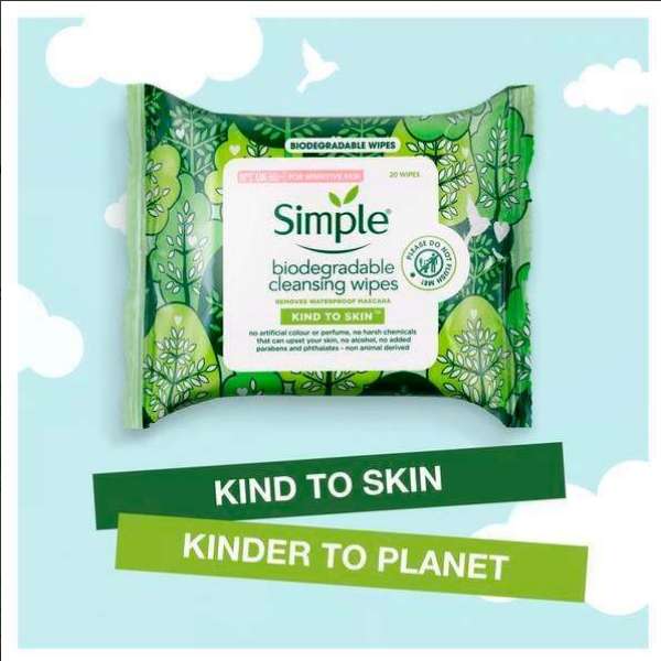Simple Kind to Skin Biodegradable Cleansing Wipes 20pc: 91p + Free Order & Collect @ Superdrug