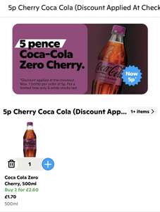 5p Cherry Coca Cola at checkout -£20 min spend + £2.49 delivery @Gopuff
