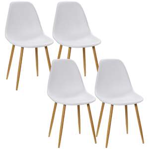 HOMCOM Modern Dining Chairs Set of 4, for Dining Room, Living Room, White (Prime Exclusive), Sold & Dispatched By MHStar