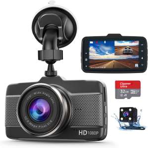 Claoner Dash Cams Front & Rear 1080P Full HD Dashcam, (32GB Card Included) F1.8 Night Vision G-sensor, Parking Monitor Sold By CLAONER FBA