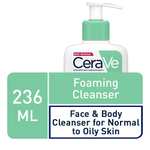 CeraVe Foaming Cleanser for Normal to Oily Skin 236ml with Niacinamide and 3 Essential Ceramides - £7.91 or less with Max Subscribe & Save