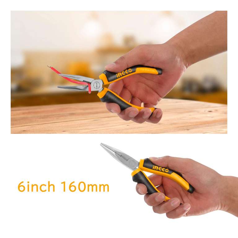 INGCO 3Pcs Pliers Set, 8" Combination Pliers and 6" Diagonal Cutting Pliers and 6" Long Nose Pliers HKPS08318 - Sold By INGCO UK FBA