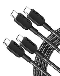 Anker USB C Cable, 310 USB C to USB C Cable (6ft, 2 Pack), (60W/3A) sold by AnkerDirect FBA (W/voucher)