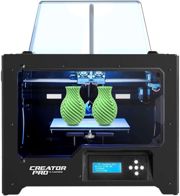 Flashforge Creator Pro 3D Printer, Dual Extruder 3D Printers W/2 Spools (Used Like New)