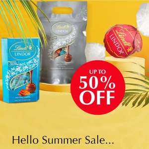 Summer Sale up to 50% off e.g. Lindor Maxi Ball Milk Chocolate Truffles 500g - £7.50 (£20 minimum order + £4.95 delivery) @ Lindt