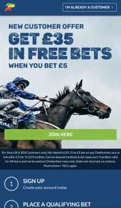 £35 worth of free bets with £5 bet on Cheltenham for new customers @ Coral