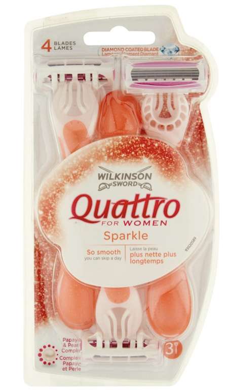 Quattro Wilkinson Sword Sparkle Razor for Women 3pack 85p click and collect @ Wilko