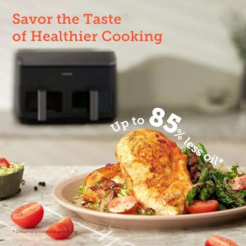 COSORI Dual Zone Air Fryer, 8.5L XL Capacity, 2 Non-Stick Drawers with Visual Window, 6-In-1 Cooking Presets with Sync Functions