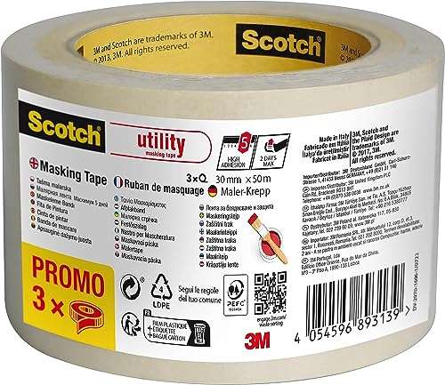 Quality Scotch Masking Tape 30 mm x 50 m, Beige 70% PEFC