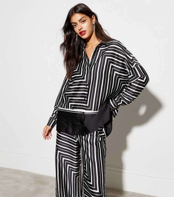 Black Stripe Oversized Long Sleeve Shirt | hotukdeals