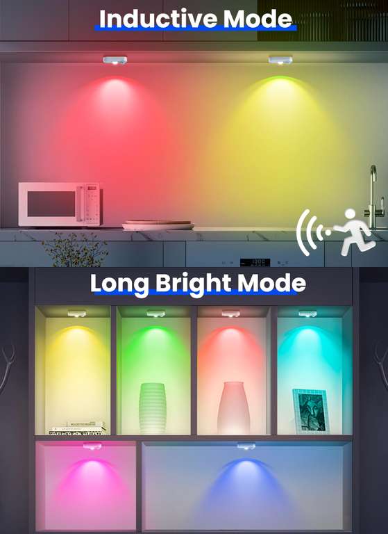 Homelist Motion Sensor RGB Lights, (6 Pack) Rechargeable with code. Sold by Meirong Official Store FBA