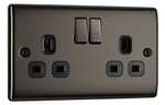 BG Electrical NBN22B-01 Double Switched Power Socket, Black Nickel, 13 Amp