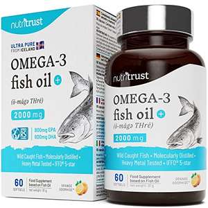 Super Strength Omega 3 Fish Oil , 60 Softgels £5.68 With Voucher, Dispatched By Amazon, Sold By Nutritrust