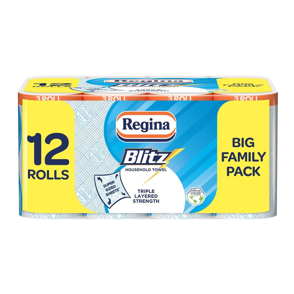 Regina Blitz Household Towels – 12 Rolls - 70 Sheets Per Roll (discount at checkout) - Subscribe & Save £13.87 / £12.81