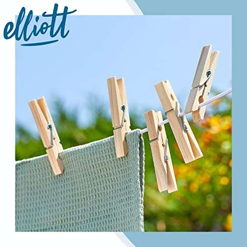 Elliott Hardwood 36 Clothes Pegs with Metal Coil Spring for Firm Grip, Contoured to Prevent Leaving Marks on Clothing £1.83 @ Amazon