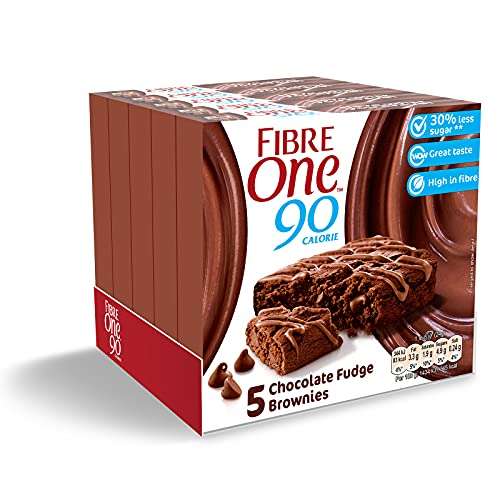 Fibre One 90 Calorie Chocolate Fudge High Fibre Brownies - 5 Packs of 5 Brownies (600g Total)