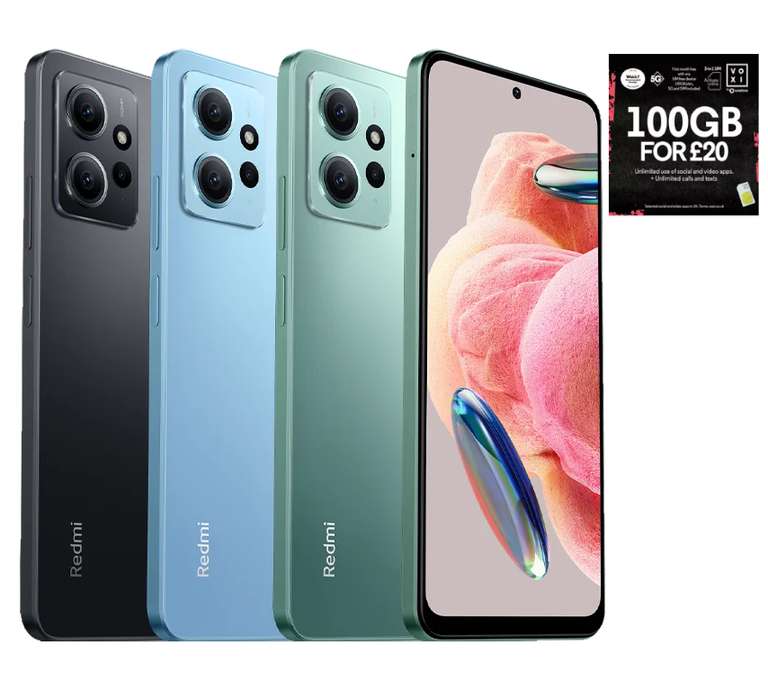 Xiaomi Redmi Note 12 - 4/128GB, 120Hz AMOLED + VOXI 100GB PAYG SIM (£20 incl) - £149 / £144 with Marketing Signup (Free Collection) @ Argos