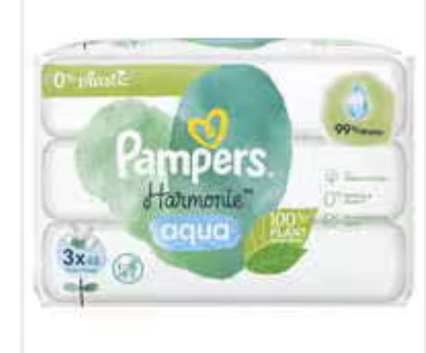 3 x 48 Packs Pampers Harmonie Aqua Baby Wipes Plastic Free Free C&C