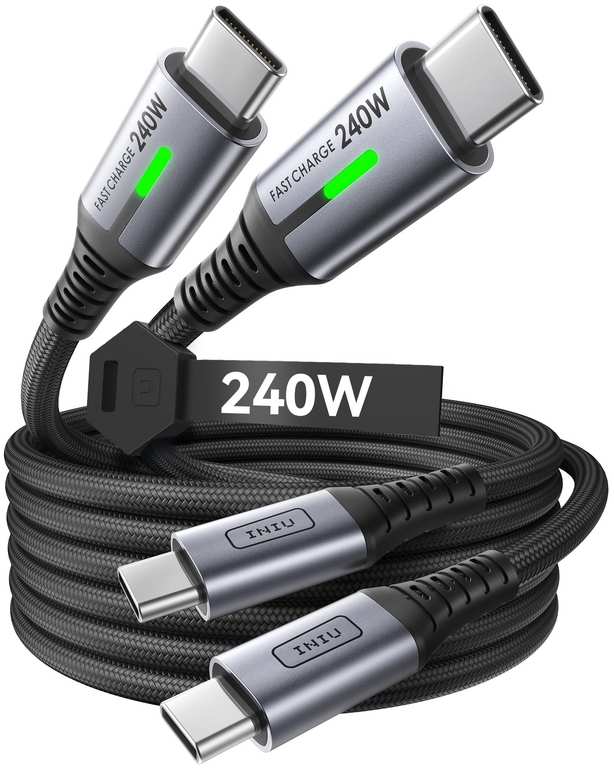 INIU 240W USB C to USB C Charger Cable, [2-Pack 2m] PD Type C Charge Cable