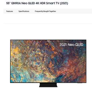 Samsung QE55QN90AATXXU QN90A 55 INCH NEO QLED 4k HDR Smart TV (2021) £1039.20 (student/perks at work discount) at Samsung