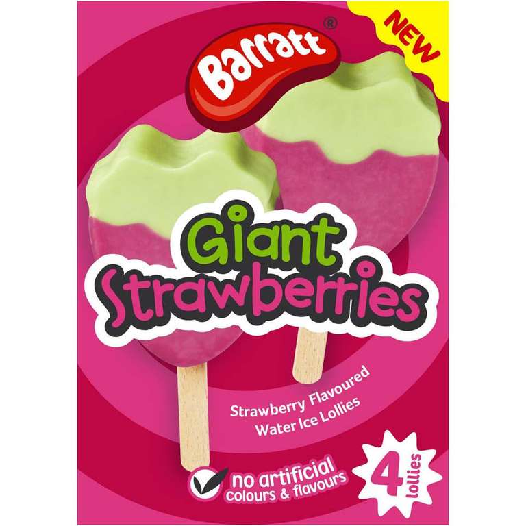 Barratt Giant Strawberries Ice Cream 4 pack £1 Iceland