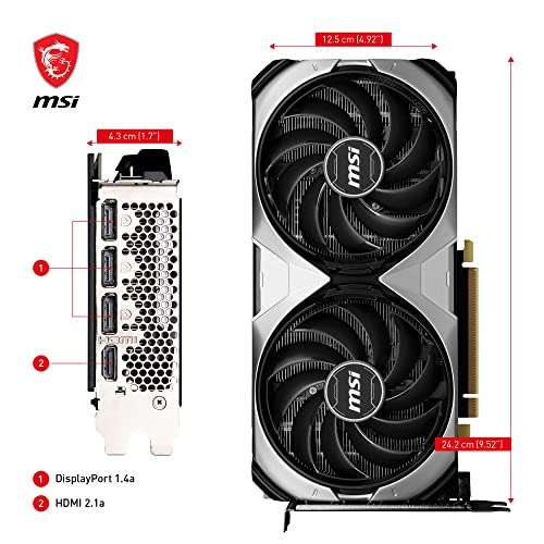 MSI GeForce RTX 4070 VENTUS 2X 12G OC Graphics Card - RTX 4070 GPU, 12GB GDDR6X