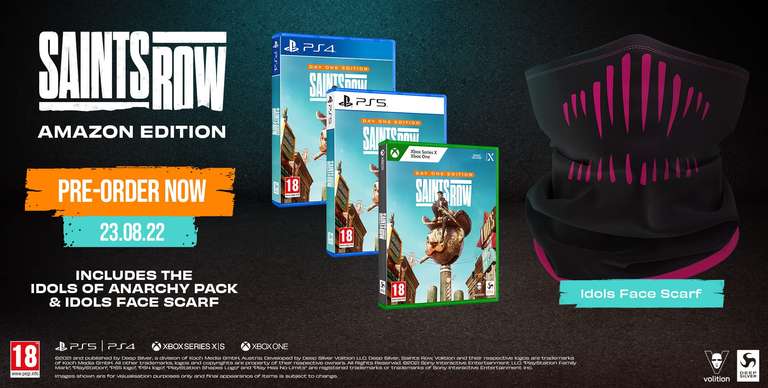 Saints Row Day One Edition - PS4 (Free PS5 upgrade) - Includes Saints Row Idols Face Scarf Exclusive to Amazon