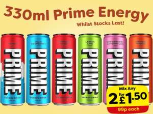 Prime Energy 330ml - 2 for £1.50 - Farmfoods