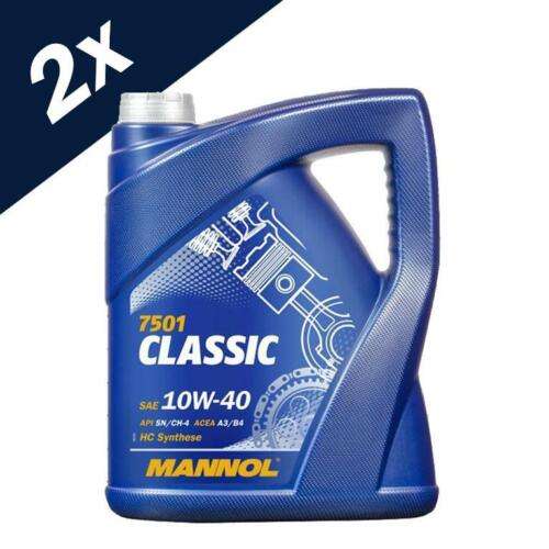MANNOL 2x5L Classic Semi-Synthetic Engine Oil 10W-40 API SN/CH-4 ACEA A3/B4 - W/Code Sold by Carousel Car Parts (UK Mainland A&B)