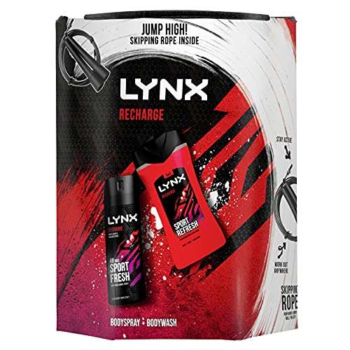 Lynx Recharge Sport Fresh Duo - Shower Gel and Body Spray with Gym Skipping Rope Set for Men 3 Piece - £5.92 @ Amazon