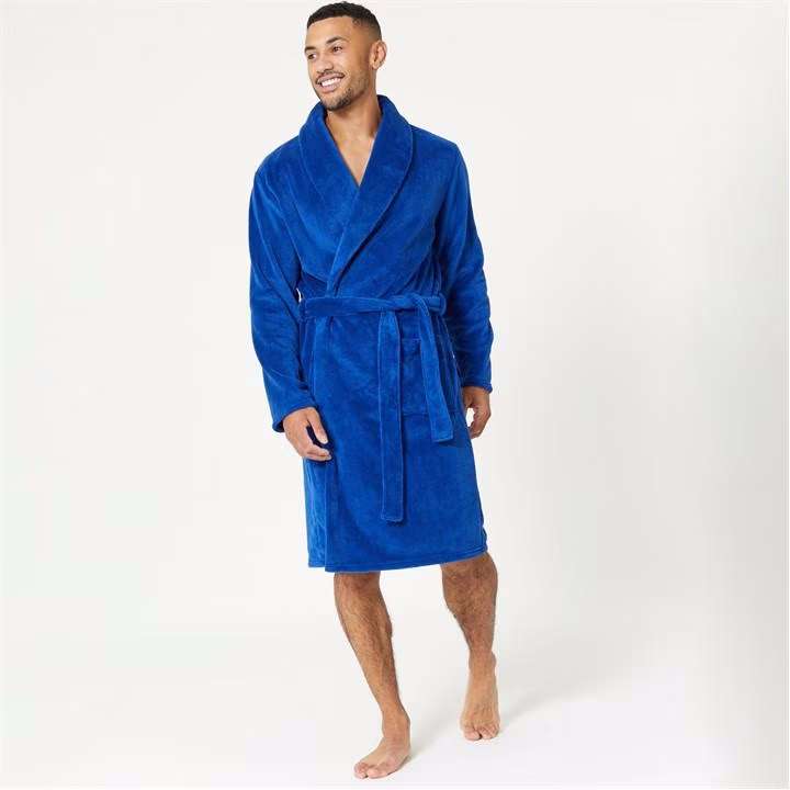 Men's Dressing Gown (Colour: Black/Charcoal/Blue, Size: S - 3XL) - W/Code
