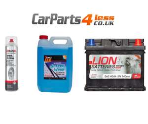 24% off parts - Holts Brake Cleaner 600ml - £2.65 / TRIPLEQX Concentrated Screenwash 5L - £4.02 / Lion 063 Car Battery - £34.19 - W/Code