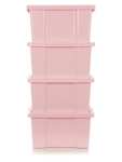 Set of 4 Pink storage Box with Clear Lid 27L £12.50 + free click and collect