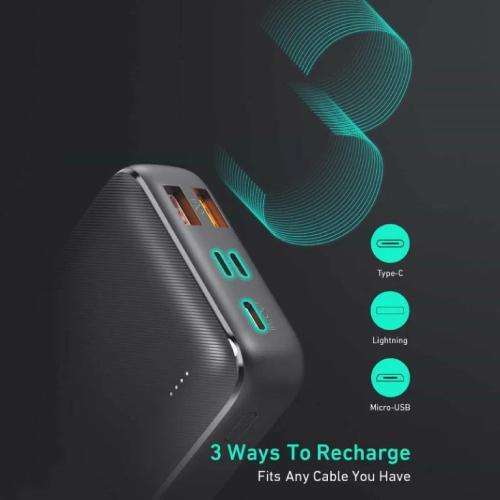 Aukey Basix Plus 22.5W PD QC 3.00 20000MAh Power Bank - Black - £17.98 Delivered With Code @ MyMemory