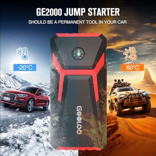 GOOLOO Jump Starter Power Pack Quick Charge in & out 2000A Peak Car Jump Starter 12V Car Battery Booster - w/voucher by Landwork / FBA