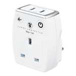 Masterplug 3.1A Single Socket Surge Protected Power Adaptor with Two USB Charging Points