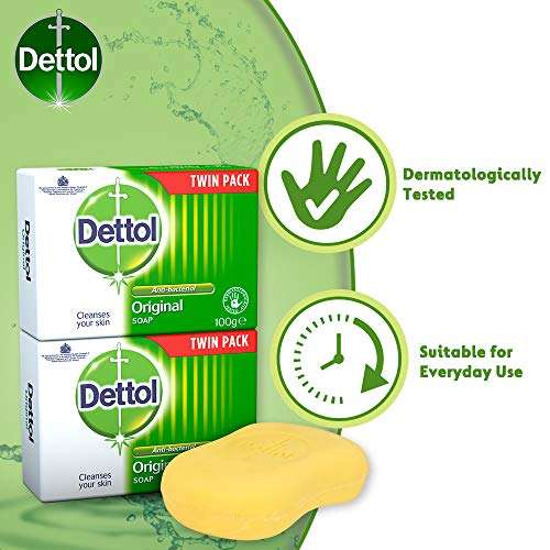 Dettol Bar Soap Original, Pack of 2 - £1 / 95p Subscribe & Save @ Amazon