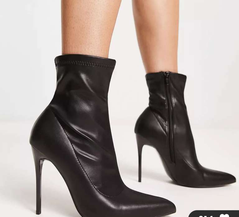Truffle Collection stiletto heel sock boots in black