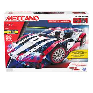 Meccano 25-in-1 Motorized Supercar STEM Model Building Kit with 347 Parts - £20 Delivered @ Amazon