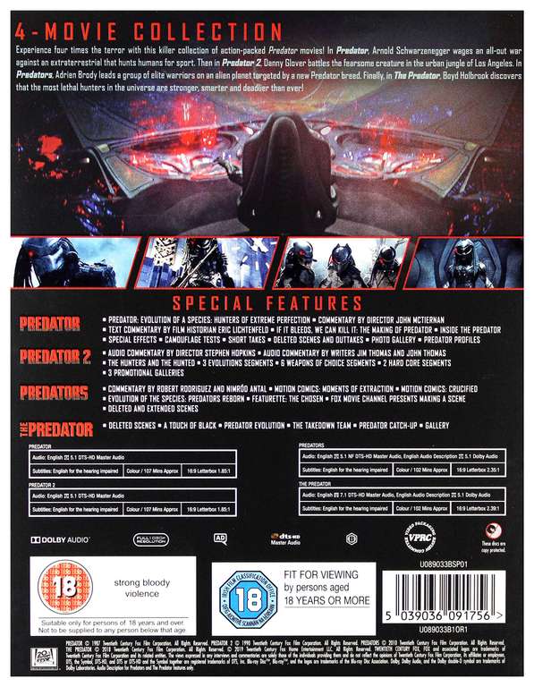Predator - 4 Movie Collection BD [Blu-ray] [Region Free]