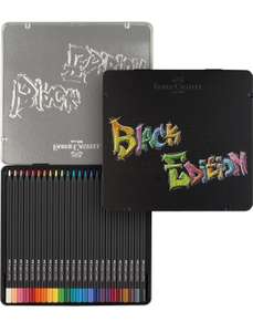 Faber Castell Colouring Pencils Black Edition, tin of 24 tin of 12 - LED-ART FB Amazon