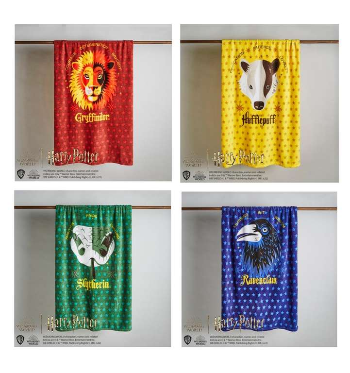 Harry Potter Fleece Blanket - Gryffindor / Hufflepuff / Slytherin / Ravenclaw - £4.20 (Free Click and Collect) @ Dunelm
