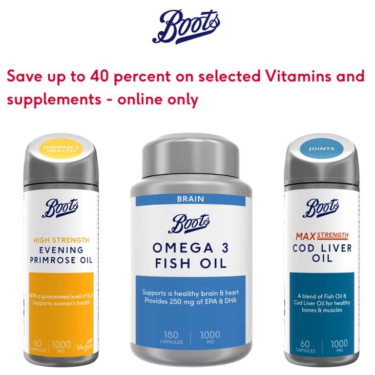 Sale - Up to 40% On Selected Vitamins And Supplements (online only) + Extra 10% Off With Code On Orders Over £25