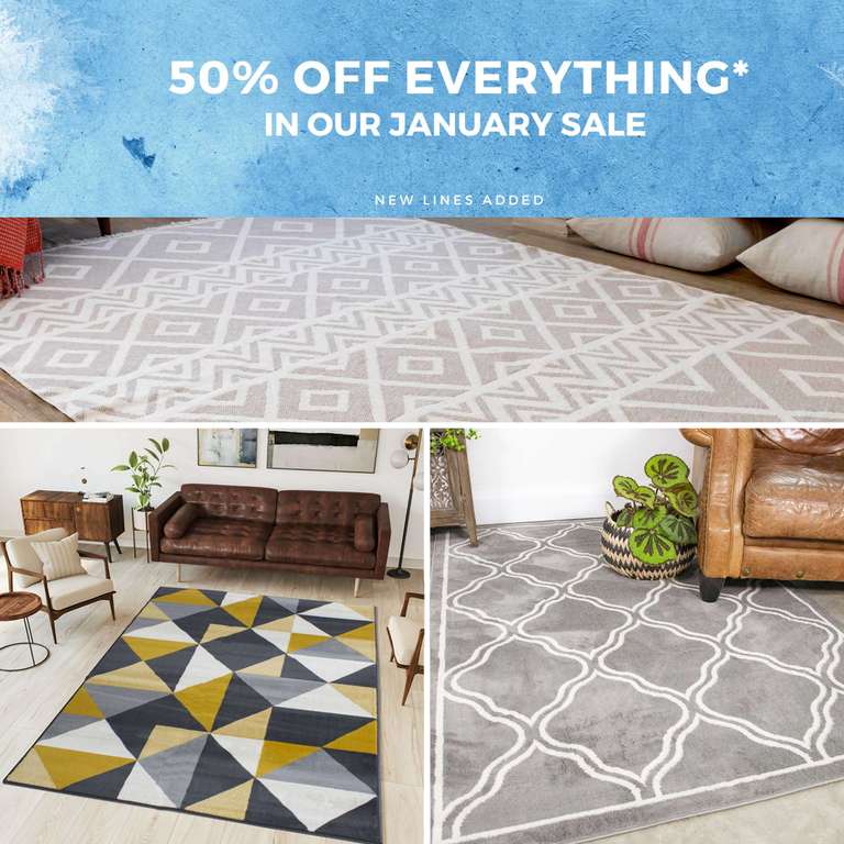 50% off Selected Rugs In the January Sale Event Includes Free Delivery EG: Diamond Geometric Rug 60cm x 110cm £7.98 With Code @ Kukoon Rugs