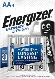 Energizer Ultimate Lithium AA Batteries 4 Pack for £4 or £3.60 if you Subscribe & Save @ Amazon