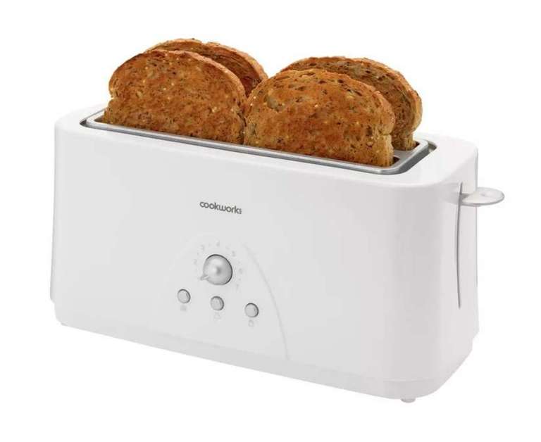 Cookworks Long Slot 4 Slice Toaster (White) - £19.12 (Free Click & Collect) @ Argos